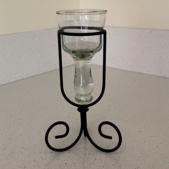 Metal and Glass Candle Holder - Picture 1 of 4